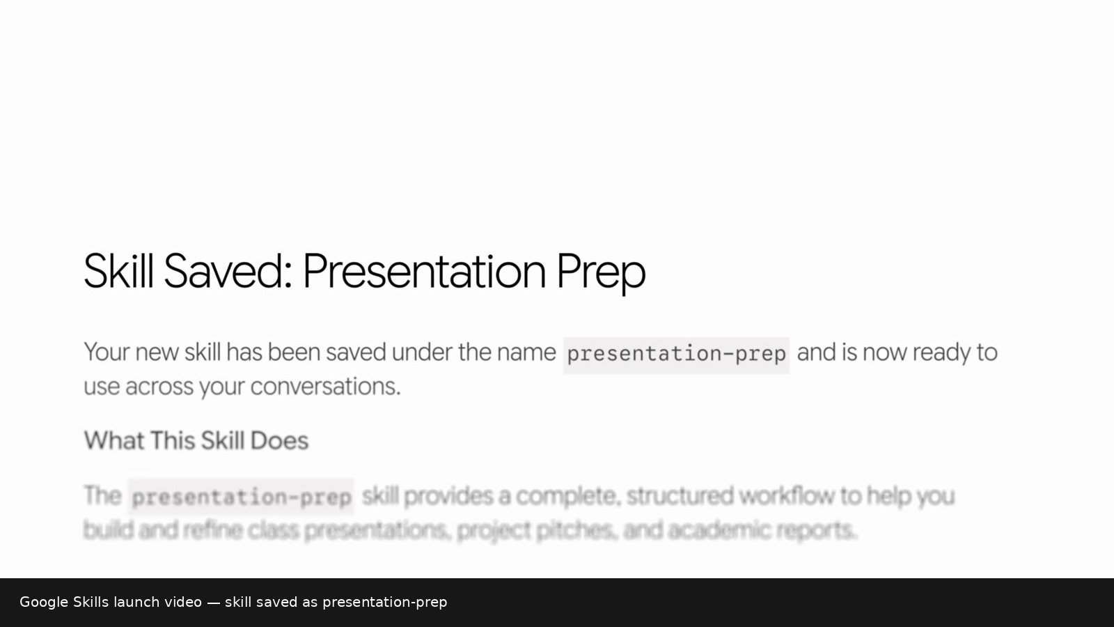 Skill Saved: Presentation Prep confirmation in Gemini