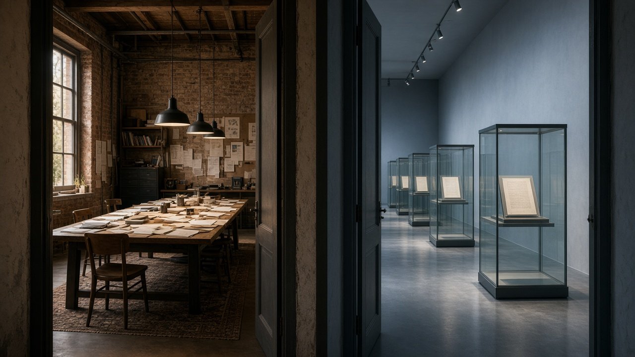 Warm continuous loft beside cool separate archive cases